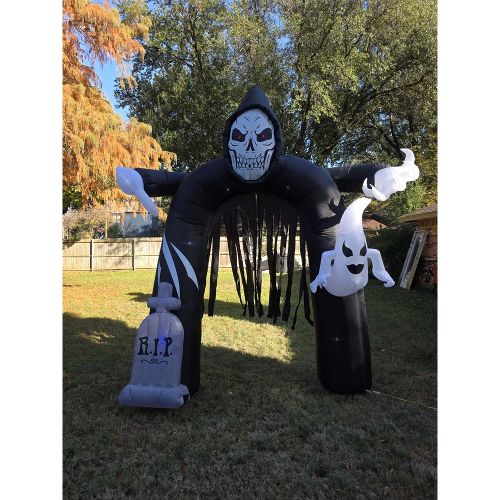Halloween Inflatable Archway Grim Reaper Skull Ghost RIP Tombstone Yard Decor - Picture 2 of 9